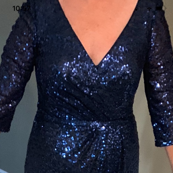 La Femm Blue Sequined Gown size 8 - Picture 2 of 4